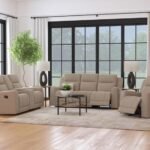 BRENTWOOD 3-PIECE UPHOLSTERED RECLINING SOFA SET TAUPE