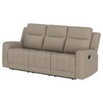 BRENTWOOD UPHOLSTERED MOTION RECLINING SOFA TAUPE - Image 4