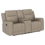 BRENTWOOD UPHOLSTERED MOTION RECLINING LOVESEAT TAUPE