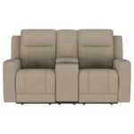 BRENTWOOD UPHOLSTERED MOTION RECLINING LOVESEAT TAUPE - Image 4