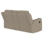 BRENTWOOD UPHOLSTERED MOTION RECLINING LOVESEAT TAUPE - Image 9