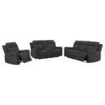 BRENTWOOD 3-PIECE UPHOLSTERED RECLINING SOFA SET CHARCOAL - Image 2