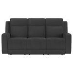 BRENTWOOD 3-PIECE UPHOLSTERED RECLINING SOFA SET CHARCOAL - Image 4