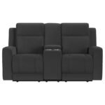BRENTWOOD 3-PIECE UPHOLSTERED RECLINING SOFA SET CHARCOAL - Image 8