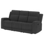 BRENTWOOD UPHOLSTERED MOTION RECLINING SOFA DARK CHARCOAL - Image 4