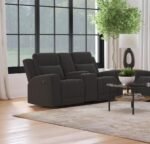 BRENTWOOD UPHOLSTERED RECLINING LOVESEAT DARK CHARCOAL - Image 2