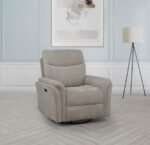 ADLER UPHOLSTERED POWER SWIVEL GLIDER RECLINER IVORY - Image 2