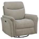ADLER UPHOLSTERED POWER SWIVEL GLIDER RECLINER IVORY - Image 4