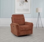 ADLER UPHOLSTERED POWER SWIVEL GLIDER RECLINER RUST - Image 2