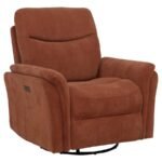 ADLER UPHOLSTERED POWER SWIVEL GLIDER RECLINER RUST - Image 4