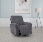 ADLER UPHOLSTERED POWER SWIVEL GLIDER RECLINER CHARCOAL GREY - Image 3