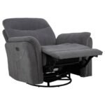 ADLER UPHOLSTERED POWER SWIVEL GLIDER RECLINER CHARCOAL GREY - Image 5