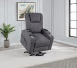 LOUIE CHENILLE UPHOLSTERED POWER LIFT MASSAGE CHAIR GREY - Image 4
