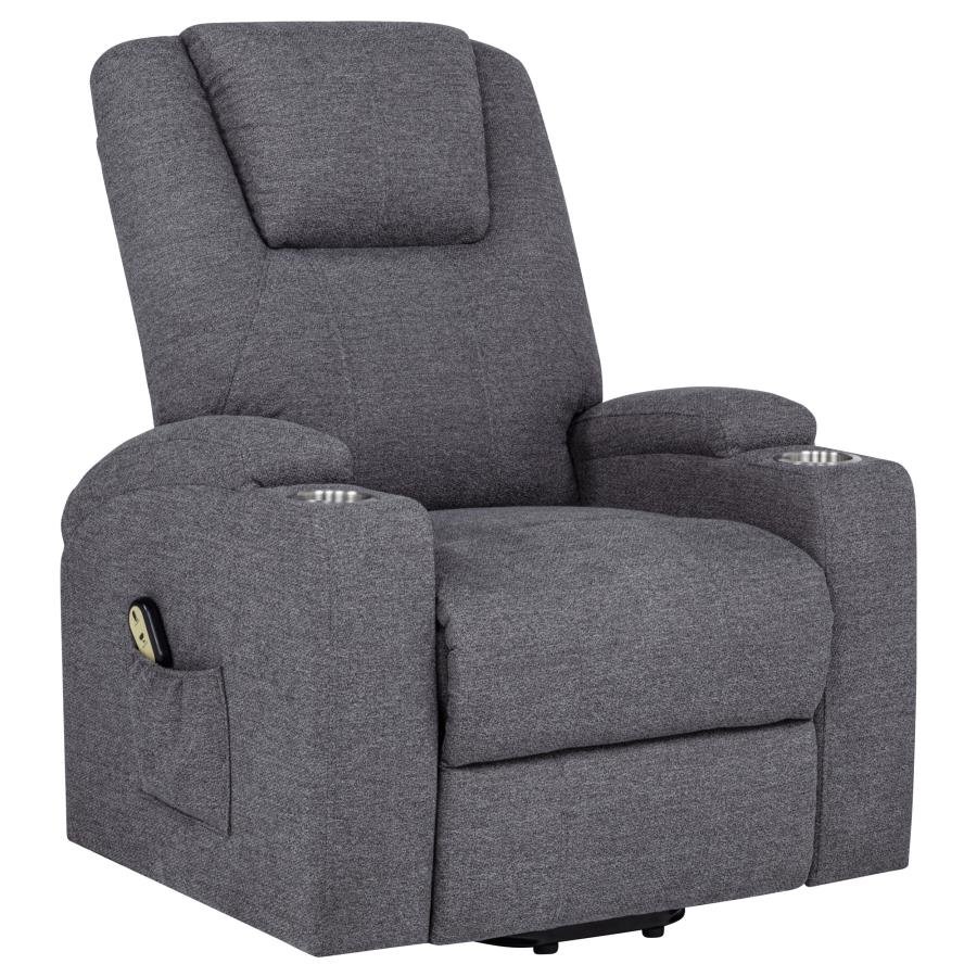 610453P_04x900.jpg LOUIE CHENILLE UPHOLSTERED POWER LIFT MASSAGE CHAIR GREY - Image 1