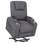 LOUIE CHENILLE UPHOLSTERED POWER LIFT MASSAGE CHAIR GREY - Image 5
