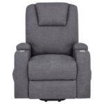 LOUIE CHENILLE UPHOLSTERED POWER LIFT MASSAGE CHAIR GREY - Image 8
