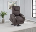 LOUIE CHENILLE UPHOLSTERED POWER LIFT MASSAGE CHAIR BROWN - Image 3