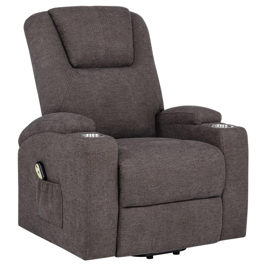 610463P_04x900.jpg LOUIE CHENILLE UPHOLSTERED POWER LIFT MASSAGE CHAIR BROWN - Image 1