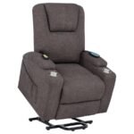 LOUIE CHENILLE UPHOLSTERED POWER LIFT MASSAGE CHAIR BROWN - Image 4