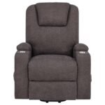 LOUIE CHENILLE UPHOLSTERED POWER LIFT MASSAGE CHAIR BROWN - Image 7