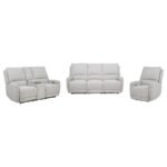 SYLMAR 3-PIECE CHENILLE POWER RECLINING SOFA SET DOVE GREY - Image 2