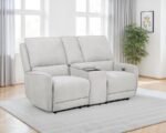 SYLMAR CHENILLE UPHOLSTERED POWER RECLINING LOVESEAT DOVE GREY - Image 2
