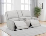 SYLMAR CHENILLE UPHOLSTERED POWER RECLINING LOVESEAT DOVE GREY - Image 3