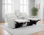 SYLMAR CHENILLE UPHOLSTERED POWER RECLINING LOVESEAT DOVE GREY - Image 4