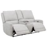 SYLMAR CHENILLE UPHOLSTERED POWER RECLINING LOVESEAT DOVE GREY - Image 5