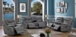 CONRAD 3-PIECE UPHOLSTERED PADDED ARM MOTION SOFA SET GREY - Image 2