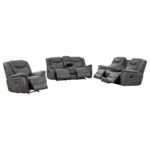 CONRAD 3-PIECE UPHOLSTERED PADDED ARM MOTION SOFA SET GREY - Image 4