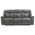 CONRAD UPHOLSTERED PADDED ARM MOTION SOFA GREY - Image 4