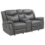 CONRAD UPHOLSTERED PADDED ARM GLIDER LOVESEAT GREY