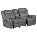 CONRAD UPHOLSTERED PADDED ARM GLIDER LOVESEAT GREY - Image 3