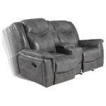 CONRAD UPHOLSTERED PADDED ARM GLIDER LOVESEAT GREY - Image 4