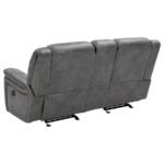CONRAD UPHOLSTERED PADDED ARM GLIDER LOVESEAT GREY - Image 7