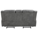 CONRAD UPHOLSTERED PADDED ARM GLIDER LOVESEAT GREY - Image 8