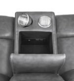 CONRAD UPHOLSTERED PADDED ARM GLIDER LOVESEAT GREY - Image 9