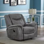 CONRAD UPHOLSTERED PADDED ARM GLIDER RECLINER GREY - Image 2