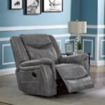 CONRAD UPHOLSTERED PADDED ARM GLIDER RECLINER GREY - Image 3