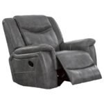 CONRAD UPHOLSTERED PADDED ARM GLIDER RECLINER GREY - Image 4