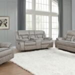 GREER 3-PIECE UPHOLSTERED RECLINING SOFA SET TAUPE