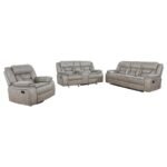 GREER 3-PIECE UPHOLSTERED RECLINING SOFA SET TAUPE - Image 2