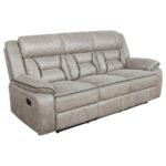 GREER 3-PIECE UPHOLSTERED RECLINING SOFA SET TAUPE - Image 3