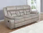 GREER UPHOLSTERED MOTION RECLINING SOFA TAUPE - Image 2