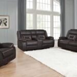 GREER 3-PIECE UPHOLSTERED RECLINING SOFA SET BROWN