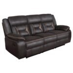 GREER 3-PIECE UPHOLSTERED RECLINING SOFA SET BROWN - Image 3