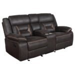 GREER 3-PIECE UPHOLSTERED RECLINING SOFA SET BROWN - Image 4