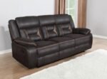 GREER UPHOLSTERED MOTION RECLINING SOFA BROWN - Image 2