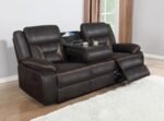 GREER UPHOLSTERED MOTION RECLINING SOFA BROWN - Image 3